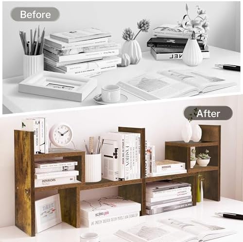 Jerry & Maggie Adjustable Wood Desktop Display Shelf Natural Wood Tone