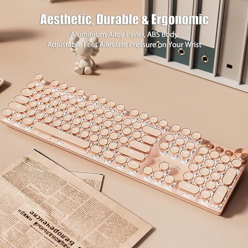 Typewriter Style Mechanical Gaming Keyboard White LED Backlit