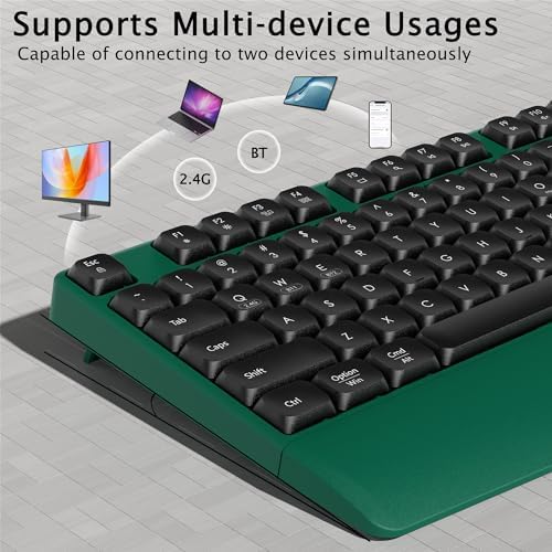 Links9+ Ergonomic Wireless Bluetooth Keyboard with Wrist Rest(Green)