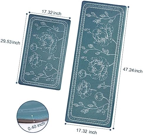 Kitchen Floor Mat Set of 2, Anti Fatigue Kitchen Mat 17"x59"+17"x29"