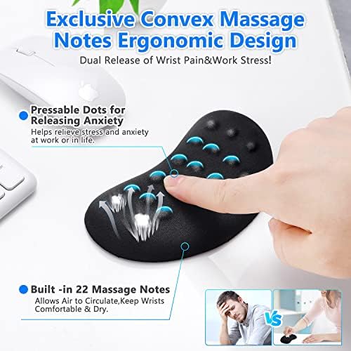 Gimars Mouse Wrist Rest, Pop It Fidget Wrist Support for Mouse-Pressure Relief, Ergonomic Memory Foam Mouse Wrist Pad with Massage Notes for Computer, Laptop, Office Work, PC Gaming-Wrist Pain Relief