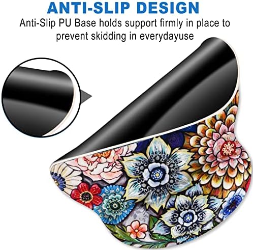 ToLuLu Mouse Pad Wrist Rest Support Gel, Ergonomic Mouse Pads with Non Slip PU Base, Mouse Wrist Rest Pad for Laptop Computer Home Office Working Gaming Pain Relief, Beautiful Flo