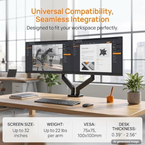 Dual Monitor Stand for 17-32 Inch Computer Screens up to 22lbs