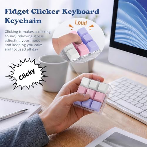 Keyboard Fidget Toy, Creamy Fidget Clicker Keyboard Fidget Keychain, Button Fidget Gifts for Adults, Boost Focus & Ease Anxiety Anywhere — Perfect Stress-Relief Gift (3×3 Grid Layout S)