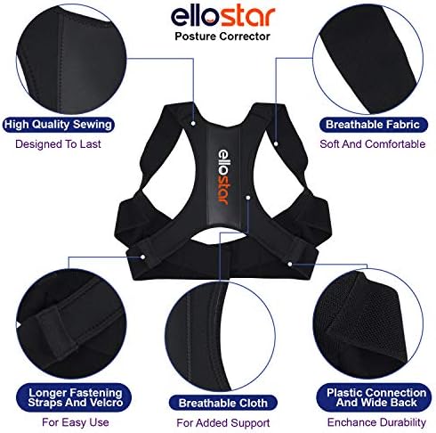 ellostar Back Brace Posture Corrector for Women and Men, Lumbar Shoulder and Back Straightener Posture Improvement Pain Relief (Large) Lower Chest 33 -39 Inch