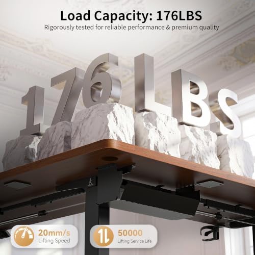 WALKINGDESK 63X55 Inches Reversible L Shaped Standing Desk Height Adjustable with Cup Holder, Electric Corner Computer Desk, Sit Stand up Home Office Desk, Ergonomic Gaming Desk, Black Walnut