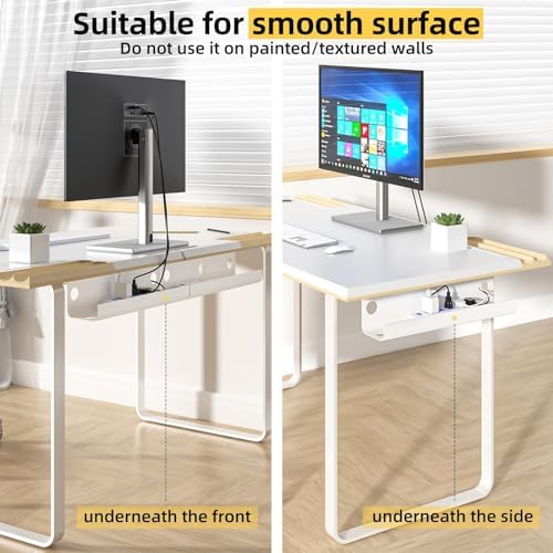 YECAYE Large Under Desk Cable Management,Easy Install Cable Management Under Desk with 4 Cord Holders & 6 Ties,Child & Pet-Safe Cord Hider,Wire Organizer,Wire Cover Tray,White
