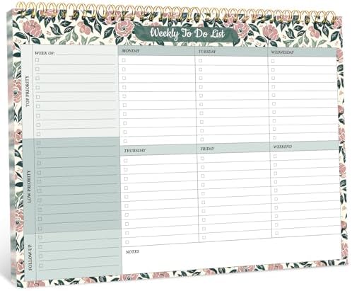 Taja Weekly To Do List Notepad, Undated Weekly Planner Pad, 8.5" x 11"