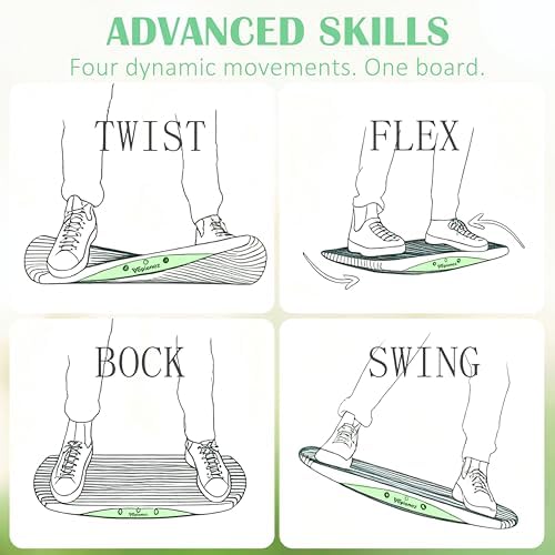 Wooden Balance Board, 440LBS Capacity Wobble Balance Board for Standing Desk 3D Design Anti-Fatigue Anti-Slip Rocker Board for Core Strength, Physical Therapy,Surfers Skiing Skateboarding Simulation