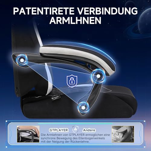 GTPLAYER Gaming Chair with Foot Rest & Pocket Spring Cushion, Ergonomic High Back Computer Desk Chair with Headrest & Lumbar Support for Back Pain Relief, Lividity