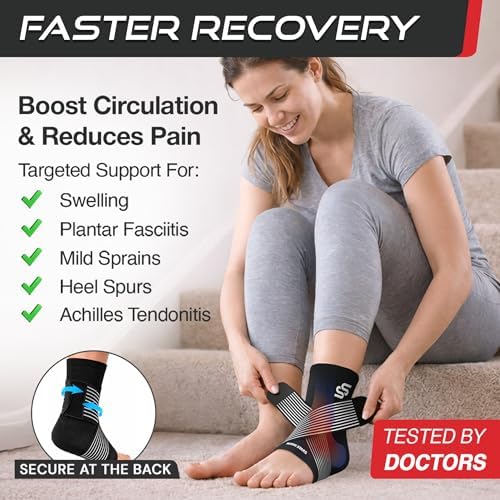 Sleeve Stars Ankle Brace Men & Women Support (Pair/S:9"-10"/Black)