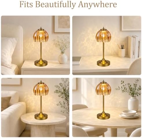 Rechargeable Cordless Table Lamp, 3 Color Temps & Stepless Dimming