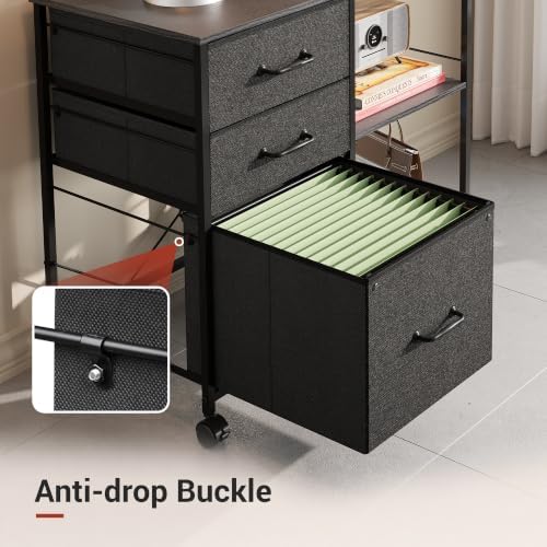DEVAISE 3 Drawer Mobile File Cabinet, Fabric Lateral Filing Cabinet