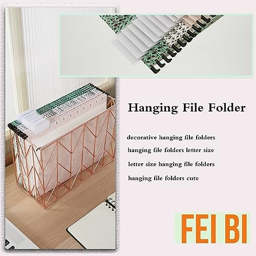 12 Pack Letter Size Hanging File Folders with Tabs, Leopard Print