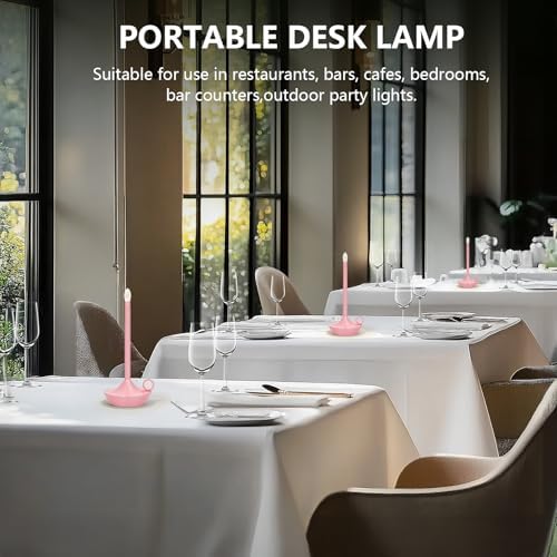 Cordless Table Lamp, Rechargeable LED Table Light, Portable Touch Dimmable (Pink)