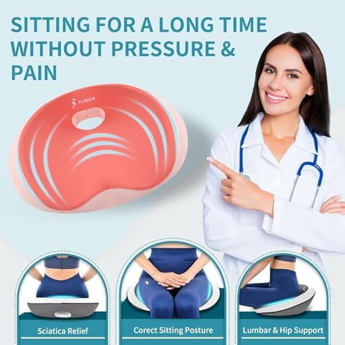 FLORICH Seat Cushion and Lumbar Support Pillow for Office Chair Car Neck Headrest Pillow Memory Foam Seat Pads Pressure Relief Back Cushion and Carseat Pads(Dark Pink)