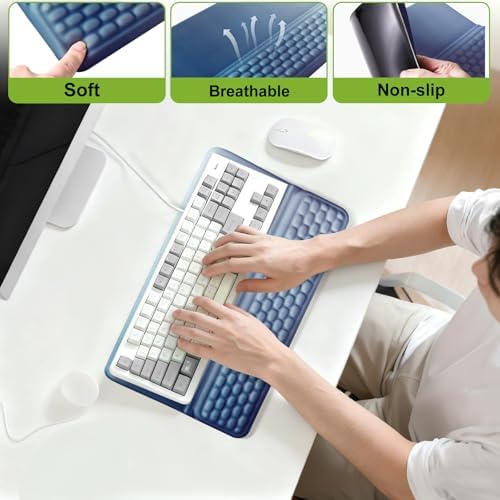 Wrist Rest with Keyboard Stand, Ergonomic Keyboard Riser Holder with Memory Foam Wrist Support Pad, Desk Cushion Easy Typing for Home Office Laptop Computer Gaming, Dark Blue Gradient
