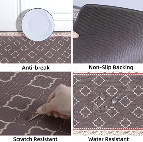 Kitchen Floor Mat Set of 2, Anti Fatigue Kitchen Mat 20"x32"+20"x59"