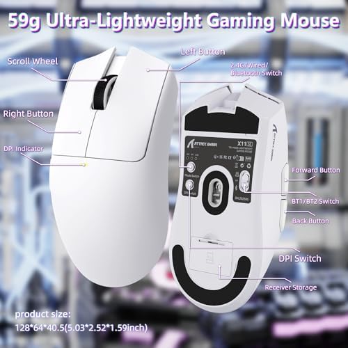 ATTACK SHARK X11 SE Tri Mode Lightweight Wireless Gaming Mouse - White
