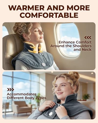 Heating Pad for Neck and Shoulders and Back, Pain Relief Heated Shoulder Wrap with Adjustable Button, 6 Heating Setting and 4 Auto-Off Timer, Gifts for Mom Women Christmas Birthday