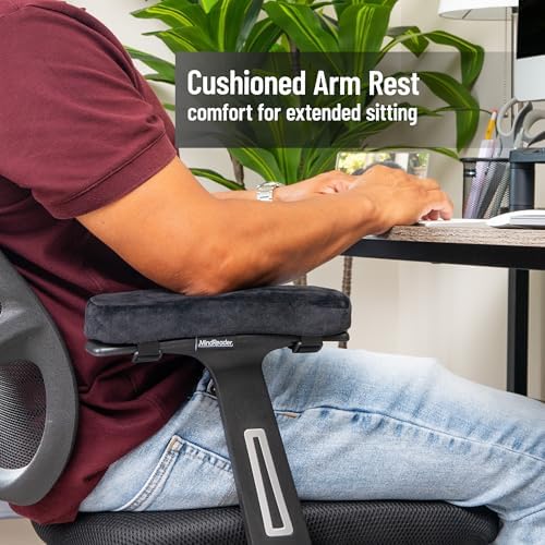 Mind Reader Air-Cloud Memory Foam Armrest Pads, Office & Gaming Chair Arm Rests, Elbow Support with Washable Cover, Black