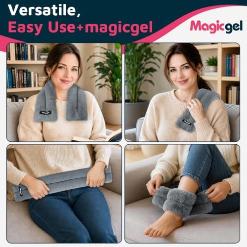 Magic Gel Microwave Heating Pad for Neck and Shoulder Pain Relief, Moist Heat Neck Warmer with Clay Beads, Soft Heated Neck Wrap for Stiff Neck, Muscle Tension & Hot Compress Therapy