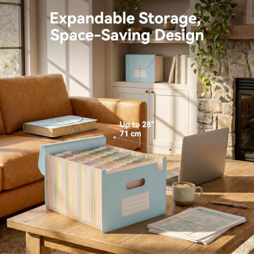 ThinkTex Accordion File Organizer, 26 Pockets File Folders, Mint Cream
