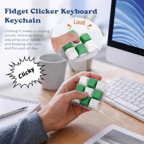 Keyboard Fidget Toy, Creamy Fidget Clicker Keyboard Fidget Keychain, Button Fidget Gifts for Adults, Boost Focus & Ease Anxiety Anywhere — Perfect Stress-Relief Gift (3×3 Grid Layout V)
