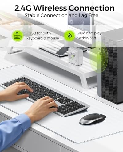 seenda Wireless Keyboard and Mouse Combo, Slim Full-Size Design