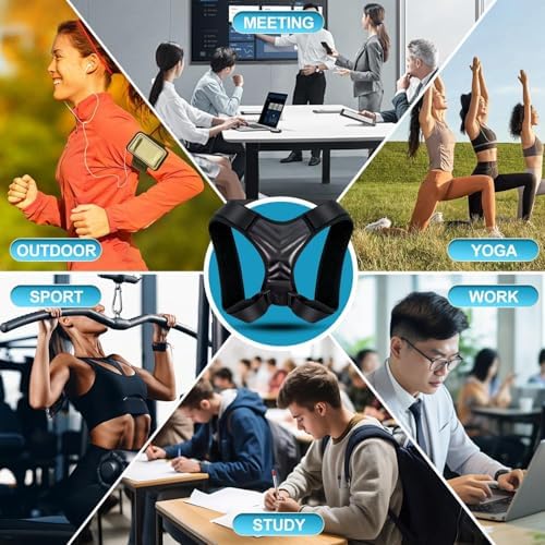 Posture Corrector for Men and Women, Adjustable Back Brace, Comfortable & Breathable Clavicle Straightener, Providing Pain Relief from Bad Posture, Waist, Neck, Back Pain (Medium)