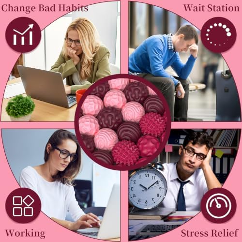 Silicone Magnetic Balls, Fidget Toys for Adults & Teens, 6PCS Stress Balls Sensory Toy, Quiet Magnet Desk Fidgets with Textured, ADHD Anxiety Relief Items, Fun Stocking Suffers Gifts (Red(8-Pack))