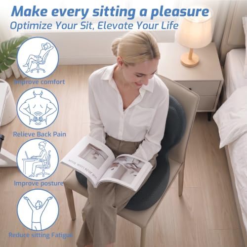 Memory Foam Seat Cushion,Orthopedic Ergonomic Seat Cushions for Tailbone,Sciatica, and Back Pressure Relief,L-Shaped Design & Adjustable Strap,Lumbar Support Pillow for Office,Car,Desk Chair