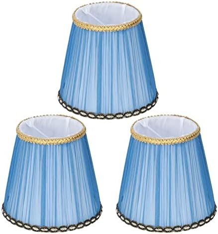 3 Pack Cloth Lamp Shade Clip On Lampshade for E14 Candle Bulb Chandelier Wall Light Table Lamp Indoor Decor Dark Blue (Clip-on-dark blue)