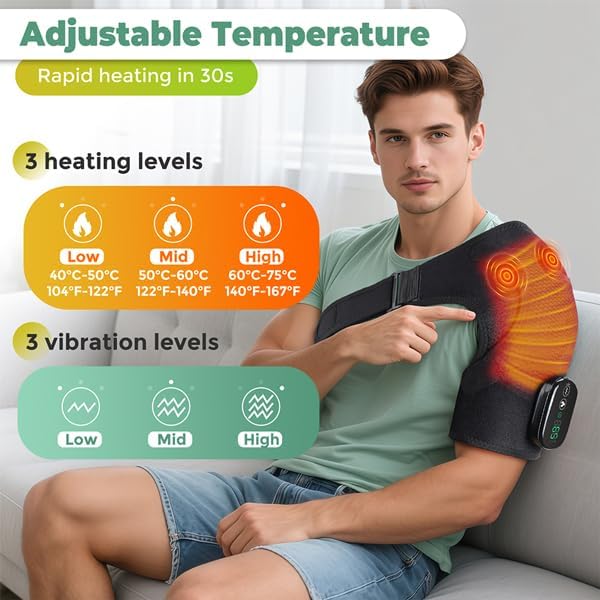 Cordless Shoulder Heating Pad, FSA Eligible Heated Shoulder Massager