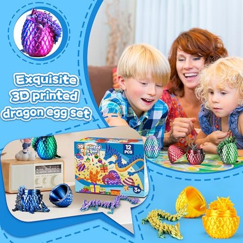 12pcs 3D Printed Dragon Eggs, Articulated Fidget Toys