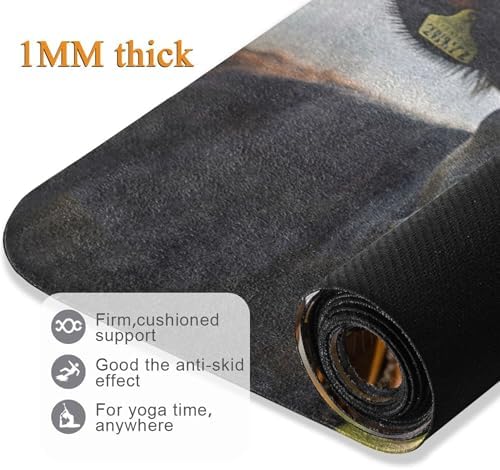 Highland Cow Yoga Mat Anti-Tear Non-Slip Fitness Exercise Mat for Women & Men 71" x 26" Workout Mat for Home Pilates Stretching Floor Exercise with Storage Bag