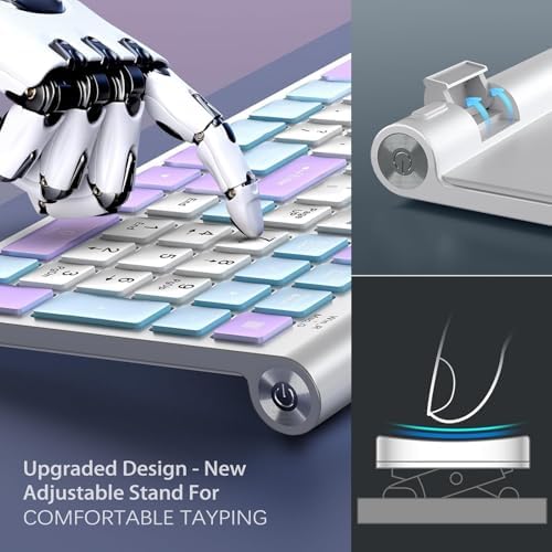 JOYACCESS Wireless Keyboard and Mouse Combo, Typewriter Ergonomic Wireless Keyboard with Number Pad and Computer Mouse for PC Laptop Desktop Computer - Purple Blue