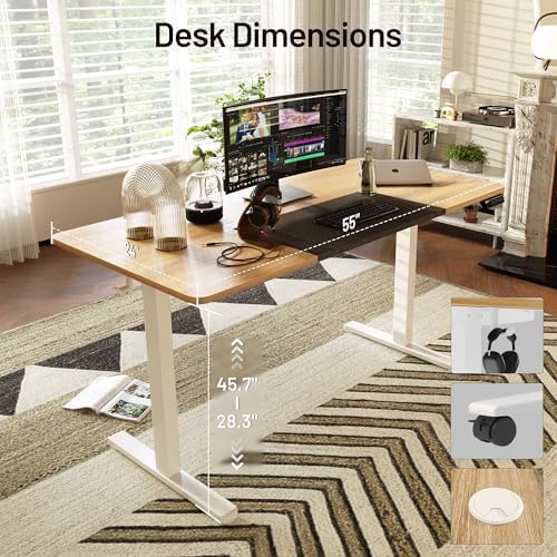 Monomi Electric Standing Desk 55”x24”, Height Adjustable Desk with Wheels