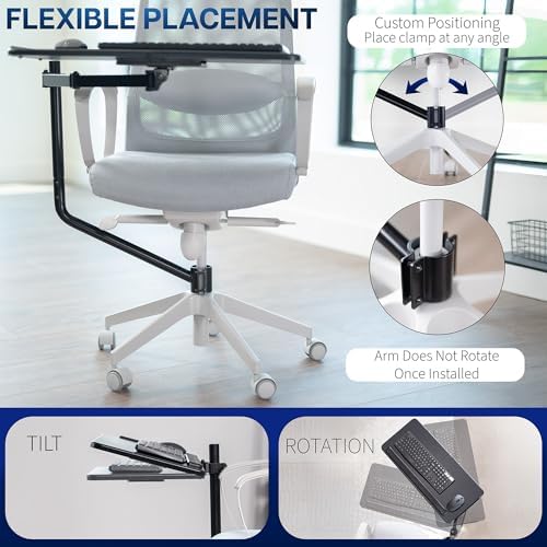 VIVO Black Office Chair Mounted 26 x 12 in Keyboard Tray, MOUNT-KB08C