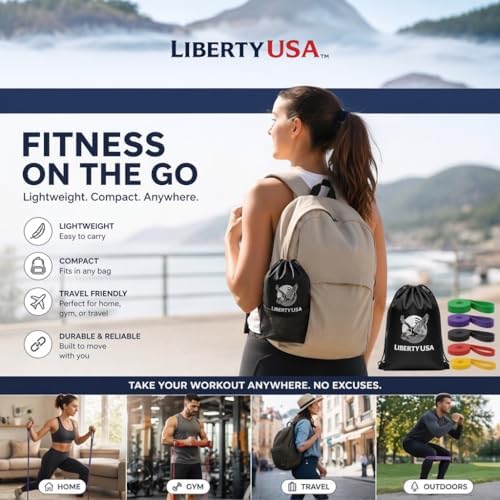 LibertyUSA Resistance Bands, Pull Up Assist Bands - Workout Bands for Strength Training, Exercise, Stretching, Physical Therapy, Fitness for Men & Women