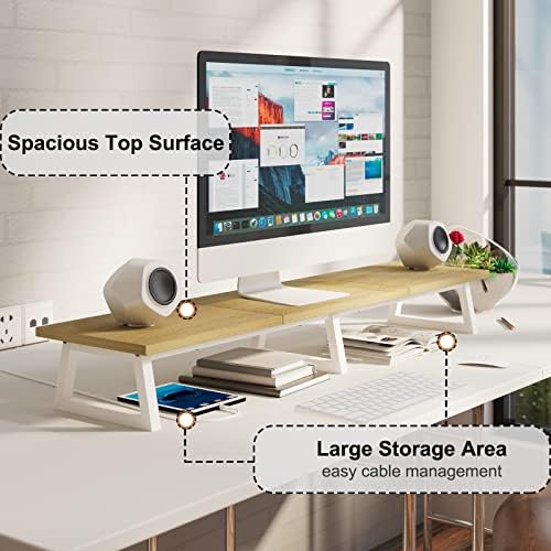 TEAMIX 42 inch Large Dual Monitor Riser, Desk Organizer Stand for TV Laptop