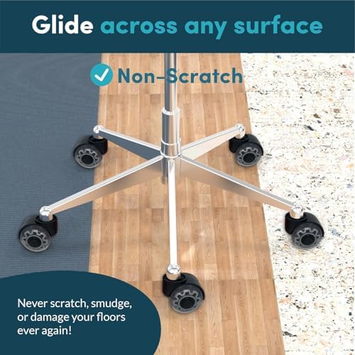 HOPES Office Chair Wheels Replacement Set of 5 – Heavy Duty Rubber Casters, Smooth & Quiet Rolling for Hardwood Floors and Carpet, Universal Stem, No Floor Mat Needed (Double Grey, 2inch-660lbs)