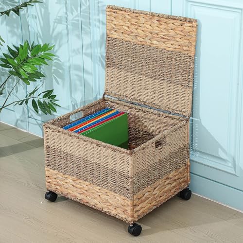 Cinnvoice Decorative Rolling File Cabinet, Tricolor, Letter & Legal Size