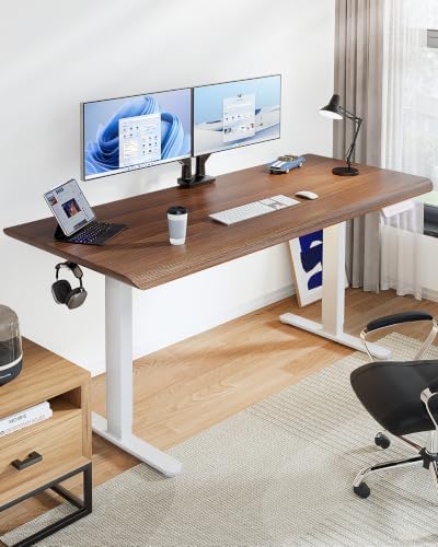HUANUO Electric Standing Desk Frame with 265 lbs Dual Motor,Thick T-Shaped Desk Legs Made of Automotive-Grade Steel,for Max 90″x31.5″ Desktop, Height Adjustable Desk Frame for Home Office,Frame Only