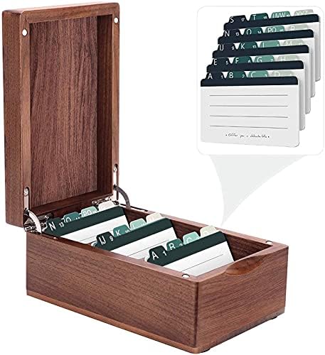 MaxGear Walnut Wood Business Card Organizer for 2.2" x 3.5" Cards
