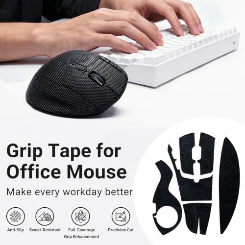 Trackball Mouse Grip Tape Compatible with Logitech MX Ergo S/MX Ergo, Anti Slip, Sweat Absorbing, Ultra-Thin 0.5mm, Cut to Fit, Easy to Apply, Full-Coverage Type (Black)