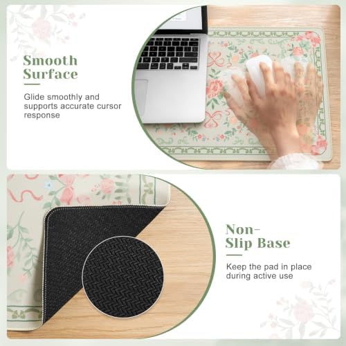 HAOCOO Green Bow Keyboard Pad, 23.6" x 13.7" Mouse Pad for Workspace Decor
