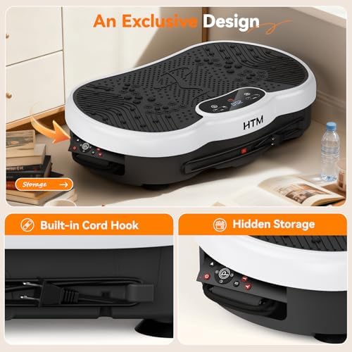 HTM Vibration Plate Exercise Machine, 9 Modes & 120 Speeds, Body Shake Plate with Resistance Bands Slot & Remote Control, Shake Board for Weight Loss Fat Burner Home Fitness Workout