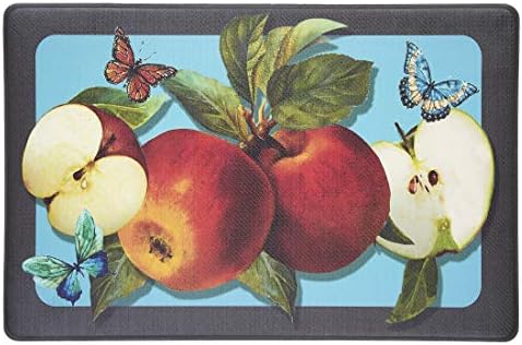 PowerSellerUSA Printed Anti Fatigue Mat, Printed Textured Comfort Standing Floor Mats for Living, Dining Room, Bedroom, Kitchen, Office, Work (18x30 in., Apples and Butterflies)