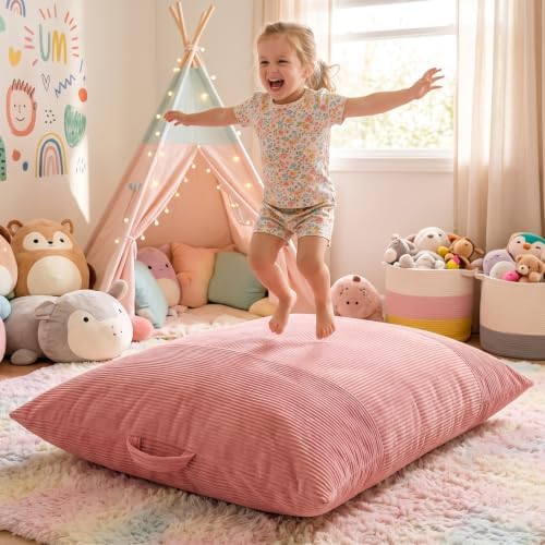HUGHEAVEN Comfy 3-in-1 Kids Bean Bag Chair, Removable Cover Floor Chair